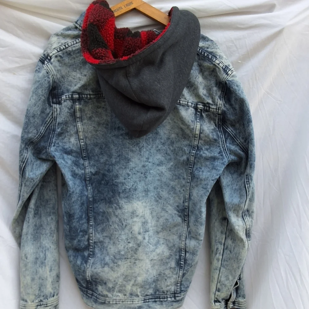 Vintage 80s Company One acid washed Denim hoodie Jacket XL-L